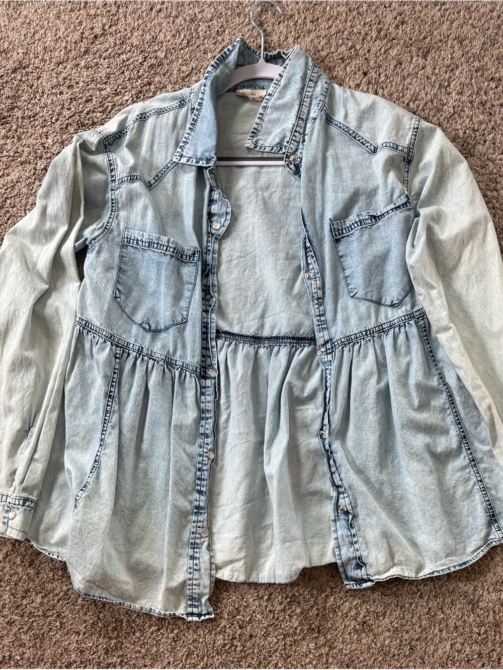 BiBi Light Blue Denim Peplum Jacket